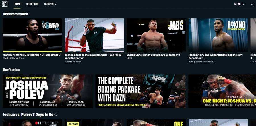 Част от съдържанието в DAZN