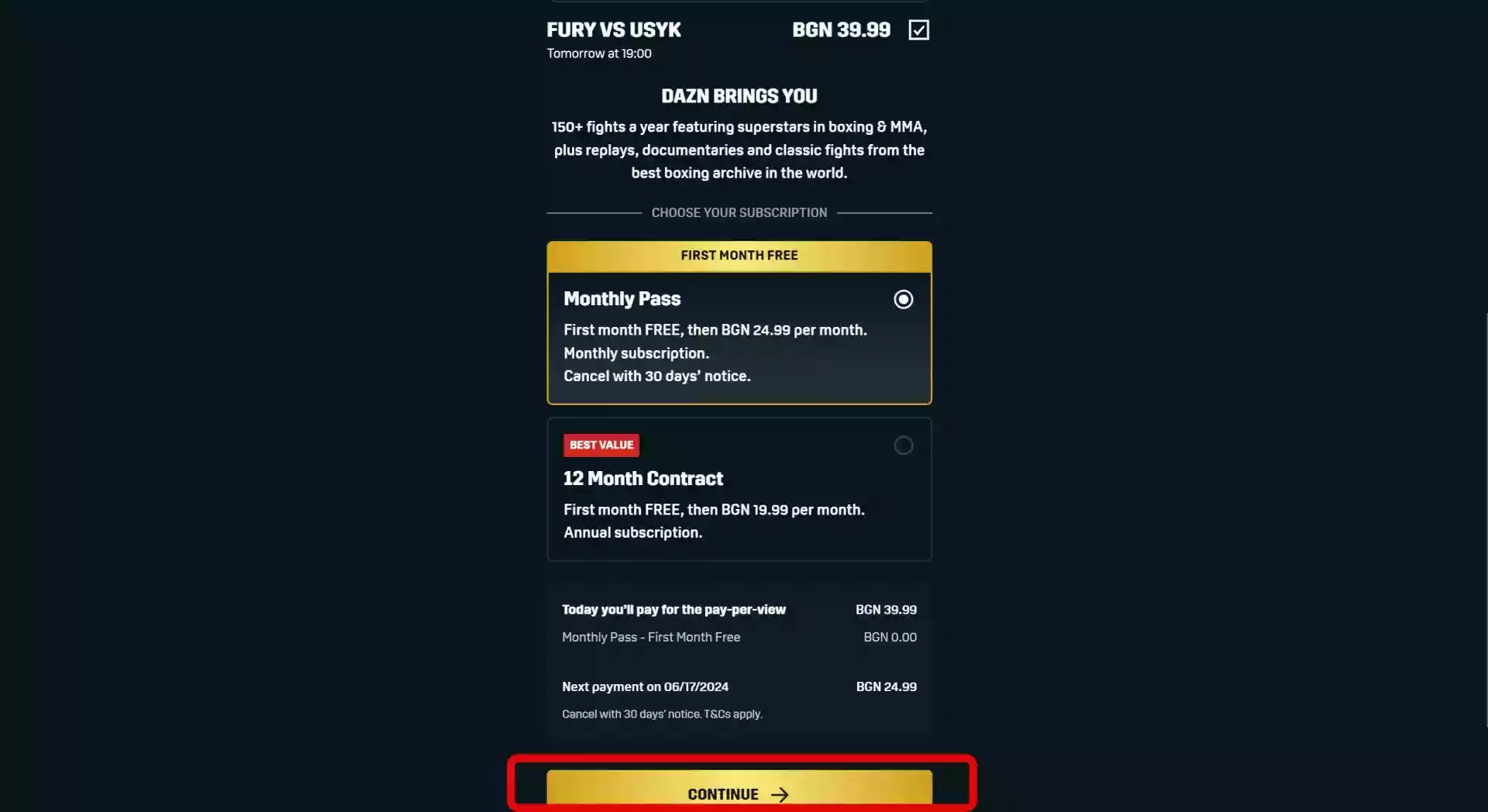 Абонаментен план в DAZN за Фюри - Усик Абонаментен план в DAZN за Фюри - Усик